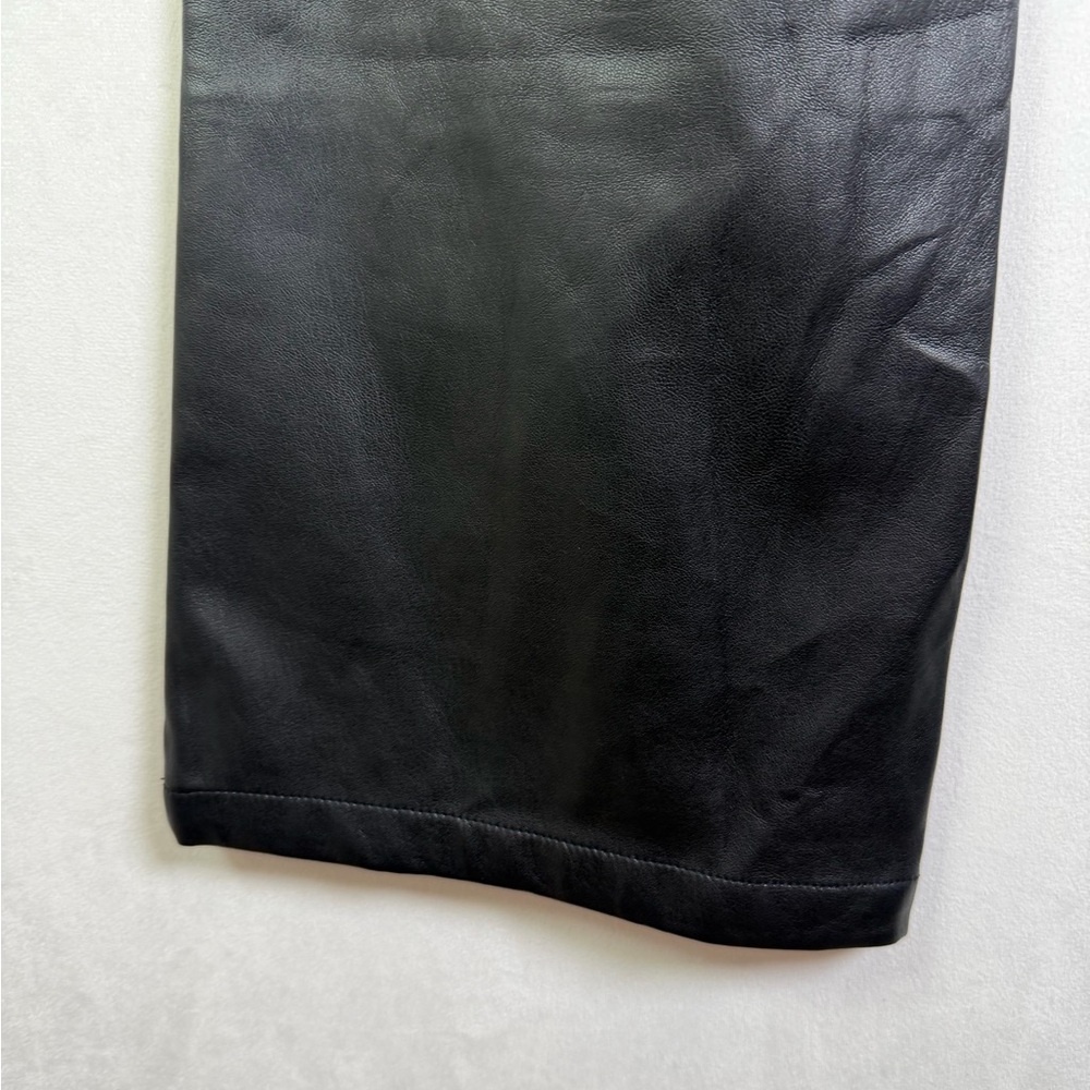 THE KRIPT Women’s Black Faux Leather Straight Leg Pants Y2K Moto Minimalist Sz M - Picture 9 of 10